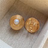 Irregular Geometric Round Stud Earring for Women Vintage Jewelry