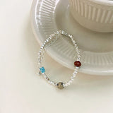 Bohemian Silver Tassel Zircon Bracelet Beads Hand Chain Jewelry