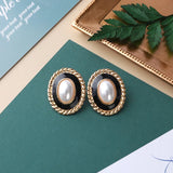 French Retro Pearl Rhinestone Earrings For Women