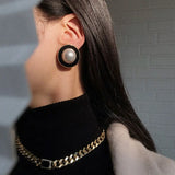 French Retro Pearl Rhinestone Earrings For Women