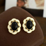 French Retro Pearl Rhinestone Earrings For Women