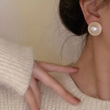 French Retro Pearl Rhinestone Earrings For Women