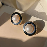 French Retro Pearl Rhinestone Earrings For Women