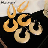 Golden Titanium U-shaped Earrings for Women Girls