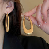 Golden Titanium U-shaped Earrings for Women Girls