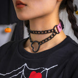 Gothic Heart Collar Chain Leather Choker Necklace
