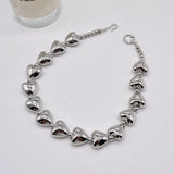 HUANZHI Hip Hop 3D Heart Silver Collarbone Necklace for Women Girls