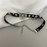 Hip-hop Metal Butterfly Choker Punk Leather Hollow Studded Chain Collar Necklace