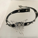 Hip-hop Metal Butterfly Choker Punk Leather Hollow Studded Chain Collar Necklace