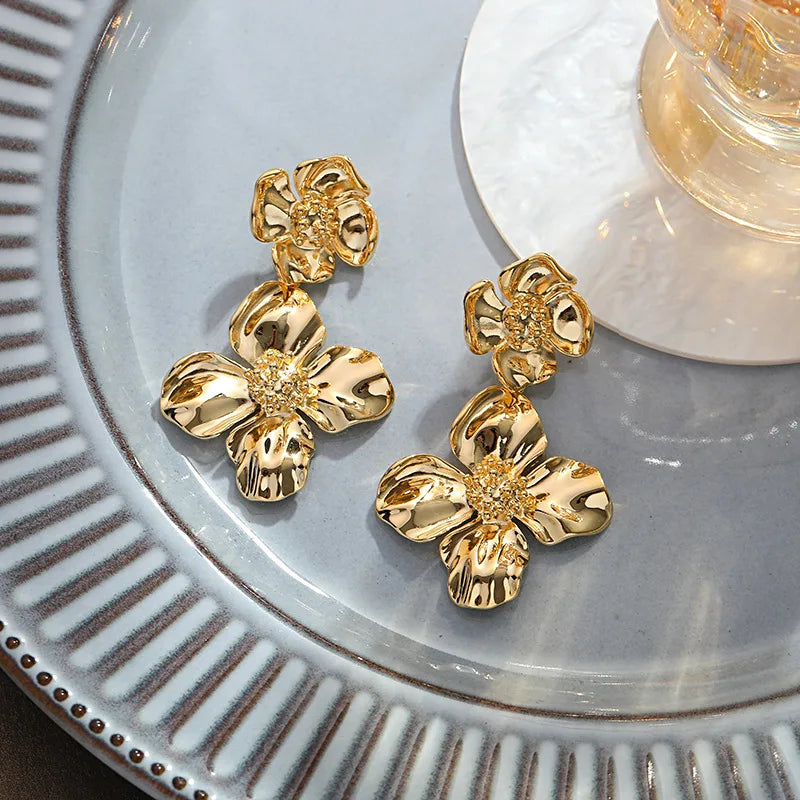 Korea Flower Stud Earrings For Women 925 Silver Needle