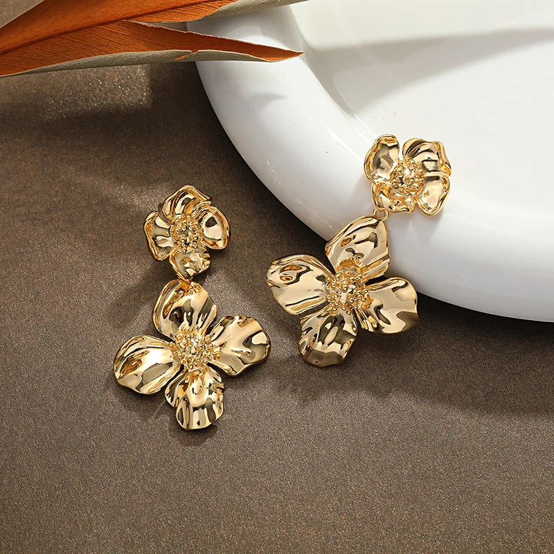 Korea Flower Stud Earrings For Women 925 Silver Needle