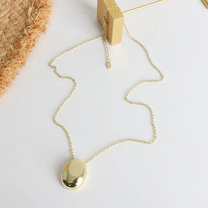 Brushed Metal Oval Necklace Long Sweater Chain Thin Chain Party Jewelry