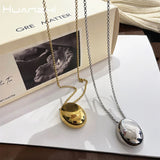 Brushed Metal Oval Necklace Long Sweater Chain Thin Chain Party Jewelry