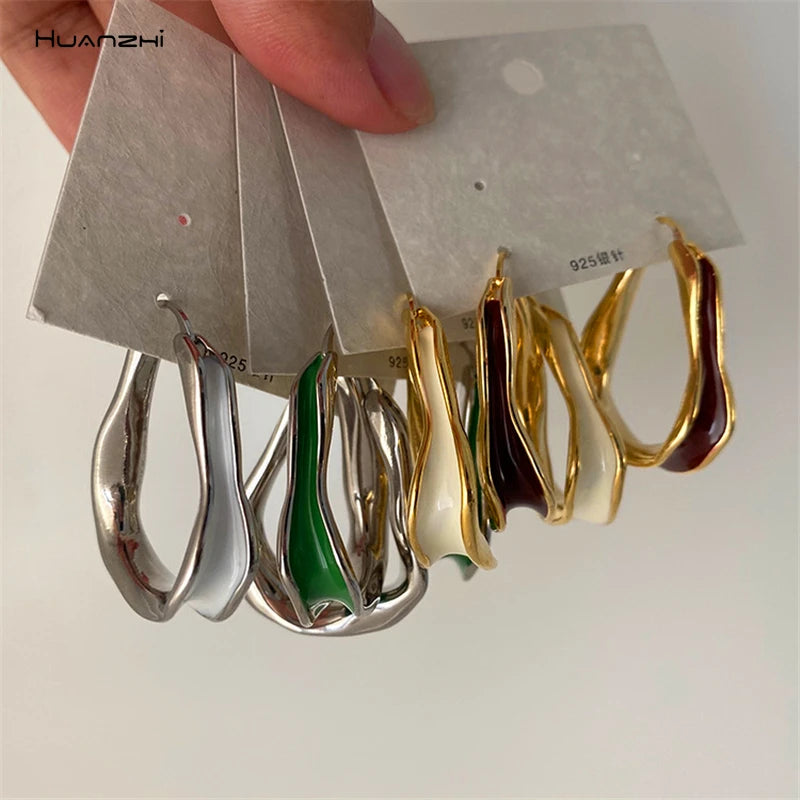 Colorful Dripping Oil Hoop Earrings for Women