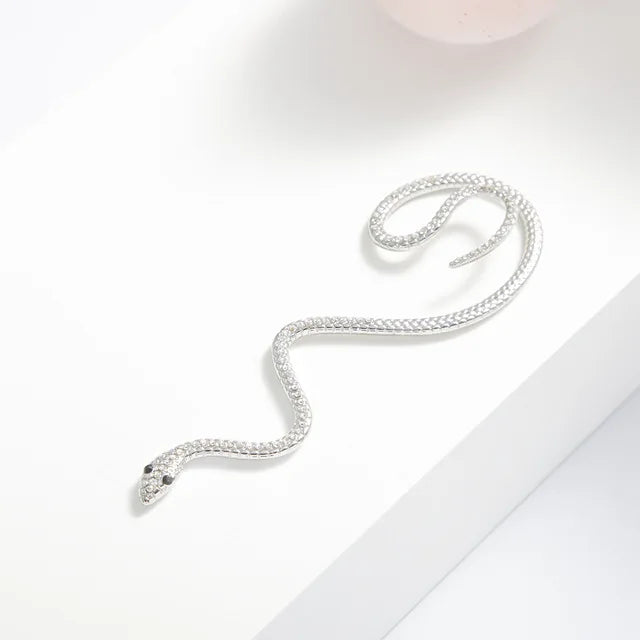 Snake Shape Punk Hip Hop Crystal Cuff Earrings