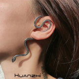 Snake Shape Punk Hip Hop Crystal Cuff Earrings