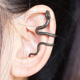 Snake Shape Punk Hip Hop Crystal Cuff Earrings