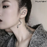 Snake Shape Punk Hip Hop Crystal Cuff Earrings