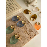 Irregular Resin Metal U-Shaped Hoop Earrings for Women - Party Travel Jewelry