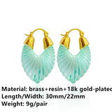 Irregular Resin Metal U-Shaped Hoop Earrings for Women - Party Travel Jewelry