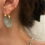 Irregular Resin Metal U-Shaped Hoop Earrings for Women - Party Travel Jewelry