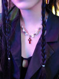 Y2K Zircon Cross Necklace Colorful Transparent Pendant Chain Choker