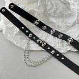 Punk Skull Studded Choker Chain Tassel Necklace for Women