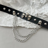 Punk Skull Studded Choker Chain Tassel Necklace for Women