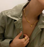 Punk 925 Silver Metal Lock Safety Pin Chain Choker Necklace