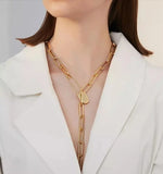 Punk 925 Silver Metal Lock Safety Pin Chain Choker Necklace