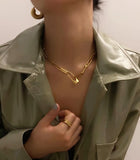 Punk 925 Silver Metal Lock Safety Pin Chain Choker Necklace