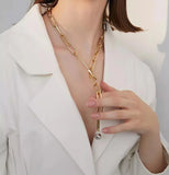 Punk 925 Silver Metal Lock Safety Pin Chain Choker Necklace