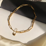 Punk 925 Silver Metal Lock Safety Pin Chain Choker Necklace