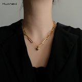 Punk 925 Silver Metal Lock Safety Pin Chain Choker Necklace