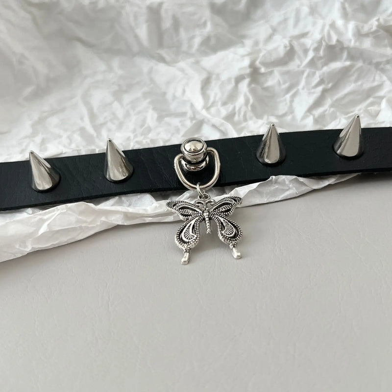 Punk Studded Collar Love Lock Choker Necklace for Women