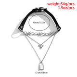 Punk Multi-layered Metal Chain Leather Choker for Women