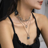 Punk Multi-layered Metal Chain Leather Choker for Women