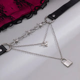 Punk Multi-layered Metal Chain Leather Choker for Women