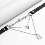 Punk Multi-layered Metal Chain Leather Choker for Women