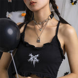 Punk Multi-layered Metal Chain Leather Choker for Women