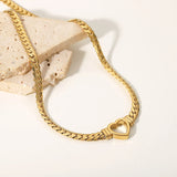 Heart-shaped Gold-plated Necklace for Women, Cuban Chain Jewelry