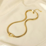 Heart-shaped Gold-plated Necklace for Women, Cuban Chain Jewelry