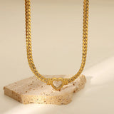 Heart-shaped Gold-plated Necklace for Women, Cuban Chain Jewelry