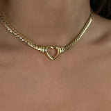Heart-shaped Gold-plated Necklace for Women, Cuban Chain Jewelry