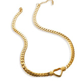 Heart-shaped Gold-plated Necklace for Women, Cuban Chain Jewelry