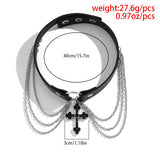 Vintage Baroque Cross Choker Leather Punk Chain Tassel Collar Necklace