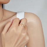 Pearl Zircon 925 Silver Ring for Women Wedding Engagement Bridal Party Gift
