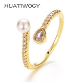 Pearl Zircon 925 Silver Ring for Women Wedding Engagement Bridal Party Gift