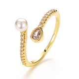 Pearl Zircon 925 Silver Ring for Women Wedding Engagement Bridal Party Gift