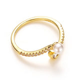 Pearl Zircon 925 Silver Ring for Women Wedding Engagement Bridal Party Gift